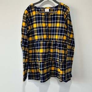 Hanna Andersson Blue & Yellow Plaid Flannel Shirt 100% cotton, Sz 10